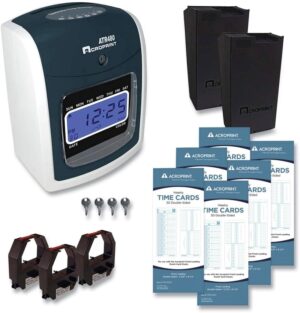 Acroprint ATR480 Time Clock Bundle, White/Charcoal