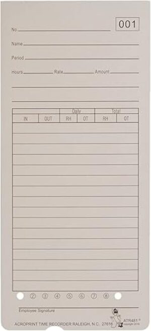 Acroprint ATR480 Time Clock Cards, 50 Count