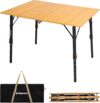 KingCamp Bamboo Folding Table With Adjustable Height