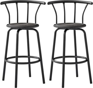 VECELO Bar Stools Set, 360-Degree Swivel, Black