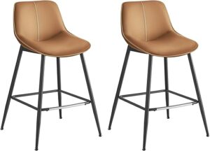 VASAGLE Bar Stools Set Of 2, Ergonomic Backrest