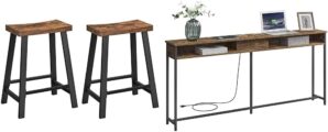 VASAGLE Bar Stools, Set Of 2 With Footrest