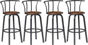 VECELO Bar Stools Set Of 4, 360-Degree Swivel