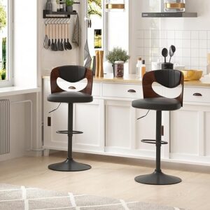 VECELO Bar Stools Set With Bentwood Back