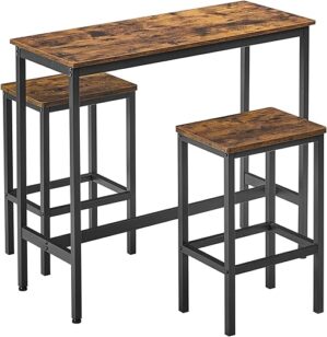 VASAGLE Bar Table And Chairs Set, Rustic ULBT218B01