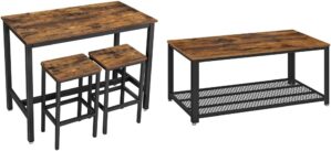 VASAGLE Bar Table Set With 2 Stools