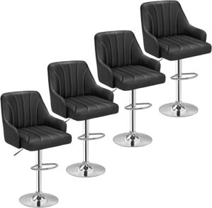 VECELO Barstools Set Of 4, Adjustable Counter Stools