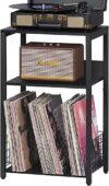 LELELINKY Black End Table With Storage Shelf