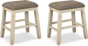 Signature Design by Ashley Bolanburg Farmhouse 24″ Upholstered Barstool, Whitewash