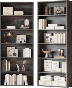 IRONCK Bookshelves Set Of 2, 6 Tiers