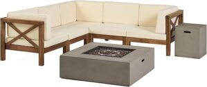 Christopher Knight Home Brava Outdoor Acacia 5 Seater Sofa Set