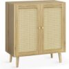 Huuger Buffet Cabinet With Rattan Decor Doors
