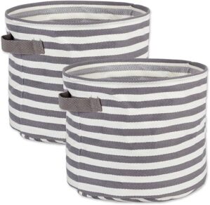 DII Cabana Stripe Laundry Hamper Set, Gray
