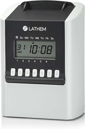 Lathem Calculating Electronic Time Clock, Gray