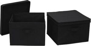 Household Essentials Canvas Storage Box With Lid, Black