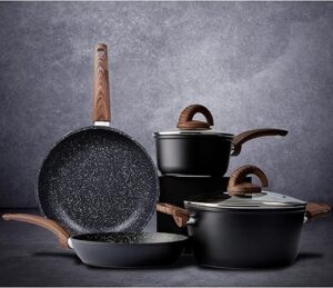 vkoocy Ceramic Cookware Set With Granite Pattern