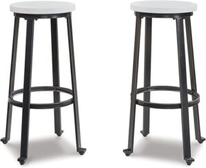 Signature Design by Ashley Challiman Industrial Pub Height Barstool, White