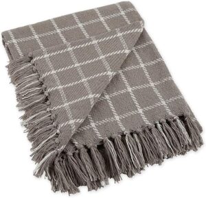 DII Checked Plaid Woven Throw, 50×60, Gray