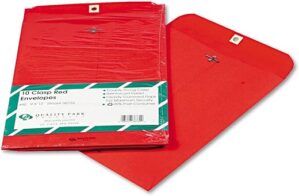 Quality Park Clasp Envelopes, Gumming, 9x12, Red