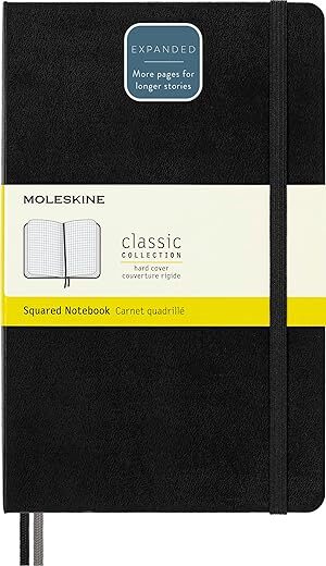 Moleskine Classic Expanded Notebook, Large Squared/Grid, 400 Pages