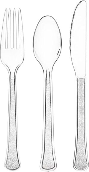 Amscan Clear Plastic Heavy Weight Assorted Cutlery