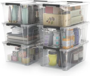 WYT Clear Storage Latch Bins, 6-Pack