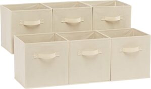 Amazon Basics Collapsible Fabric Storage Cubes, Beige