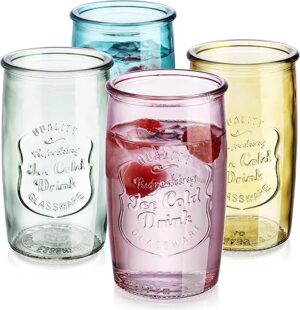 Glaver's Colored Glassware, Ice Cold Drinking Glasses Set