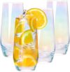 Swetwiny Colorful Iridescent Highball Glasses Set
