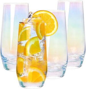 Swetwiny Colorful Iridescent Highball Glasses Set