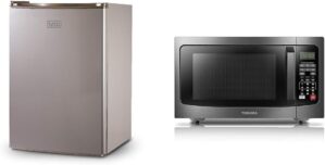 BLACK+DECKER Compact Refrigerator With Microwave Bundle, Black Stainless Steel