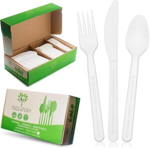 Treeatery Compostable Utensils, 380-Piece Set, Ivory White