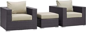Modway Convene Wicker 3-Piece Patio Set
