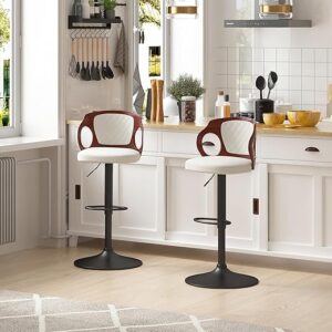 VECELO Counter Height Swivel Barstools, PU Leather