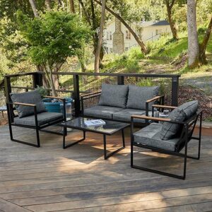 EAST OAK Courtyard 4-Piece Patio Furniture Set