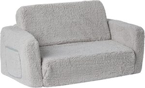 Delta Children Cozee Sherpa Convertible Sofa Lounger, Grey