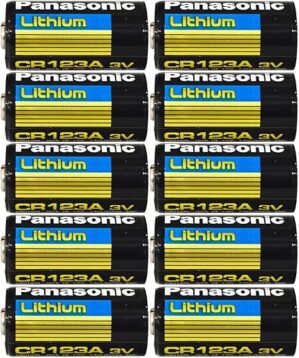 Panasonic CR123A Lithium 3V Photo Batteries (Pack of 10)