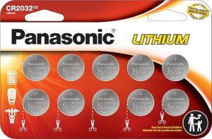 Panasonic CR2032 3.0 Volt Lithium Coin Batteries, 10 Pack