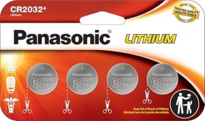 Panasonic CR2032 3.0 Volt Lithium Coin Batteries, 4 Pack