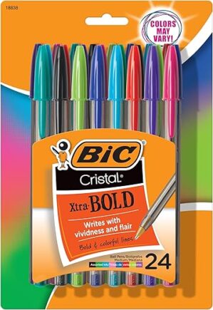 BIC Cristal Xtra Bold Ballpoint Pens, 24-Count
