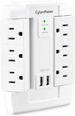 CyberPower CSP600WSURC2 Surge Protector, 6 Outlets, 2 USB