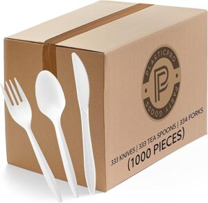 PLASTICPRO Cutlery Combo Set Medium Weight White