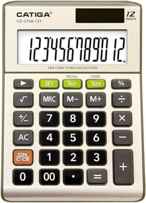 CATIGA Desktop 12-Digit Dual Power Calculator