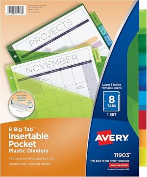 AVERY Dividers For 3 Ring Binders, 11903