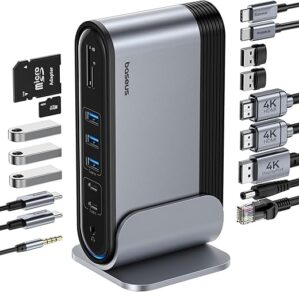 Baseus Docking Station, 17 In 1 With 3 Monitors