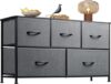WLIVE Dresser With 5 Drawers, Dark Grey
