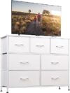 WLIVE Dresser With 7 Drawers, White Fabric