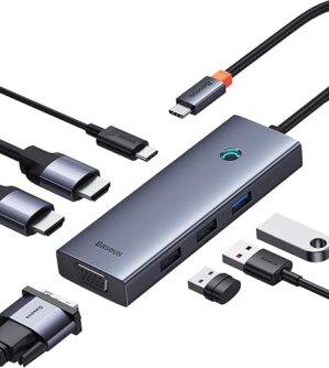 Baseus Dual Monitor Docking Station, 7-in-1 USB C Hub