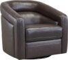 Armen Living Espresso Contemporary Leather Swivel Accent Chair