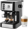 CASABREWS Espresso Machine With Milk Frother, Black/Silver